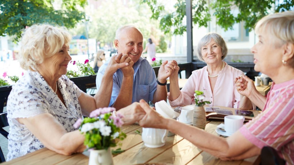 Seniors staying connected with friends